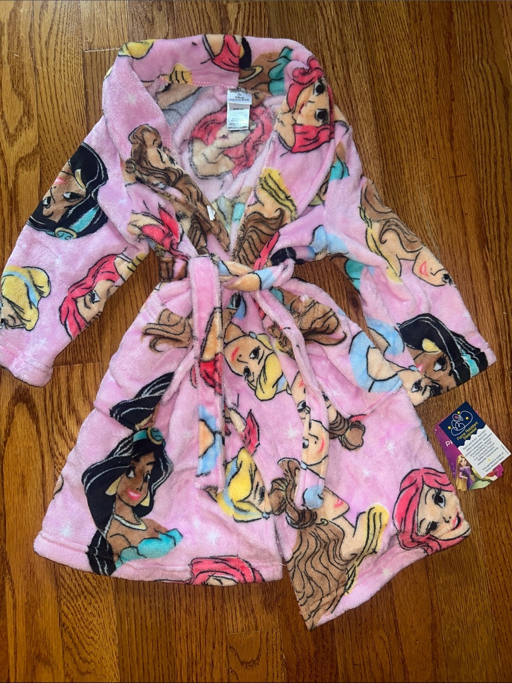Disney Princess Pink Fleece Kids Robe with Character Print-4T